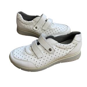 IMAC Made in Italy White Leather Sneakers Double Cross Straps Women’s 10